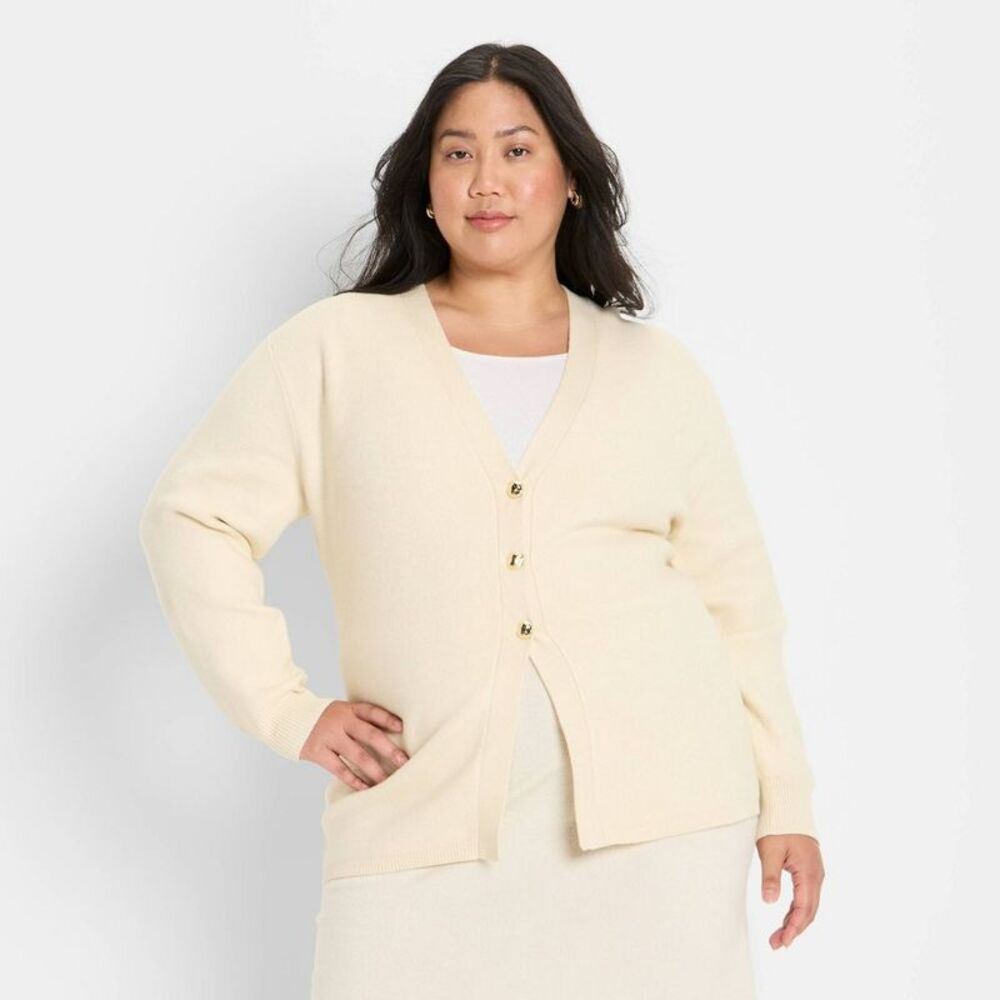 Women's Nipped Waist Cardigan - Future Collective Cream XXL